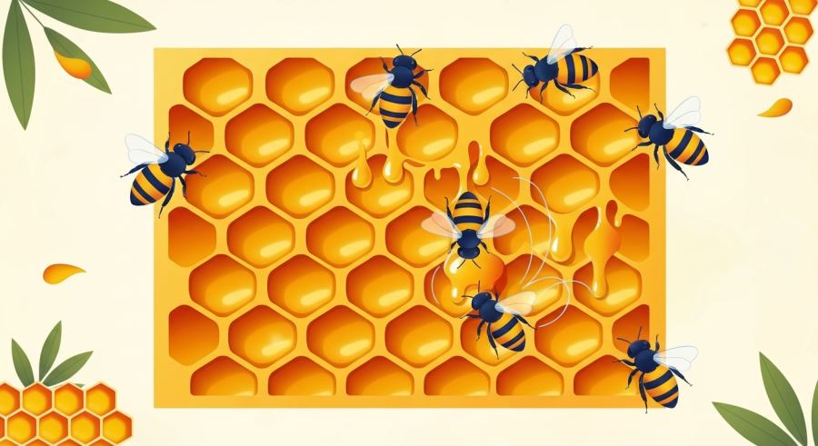 AI Generated Illustration for How Do Bees Make Honey?